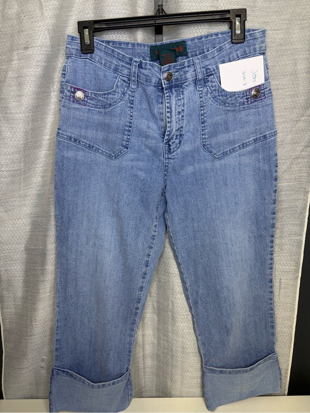 Adolfo Light Women’s Relaxed Jeans with Cuffed Hems Size 8